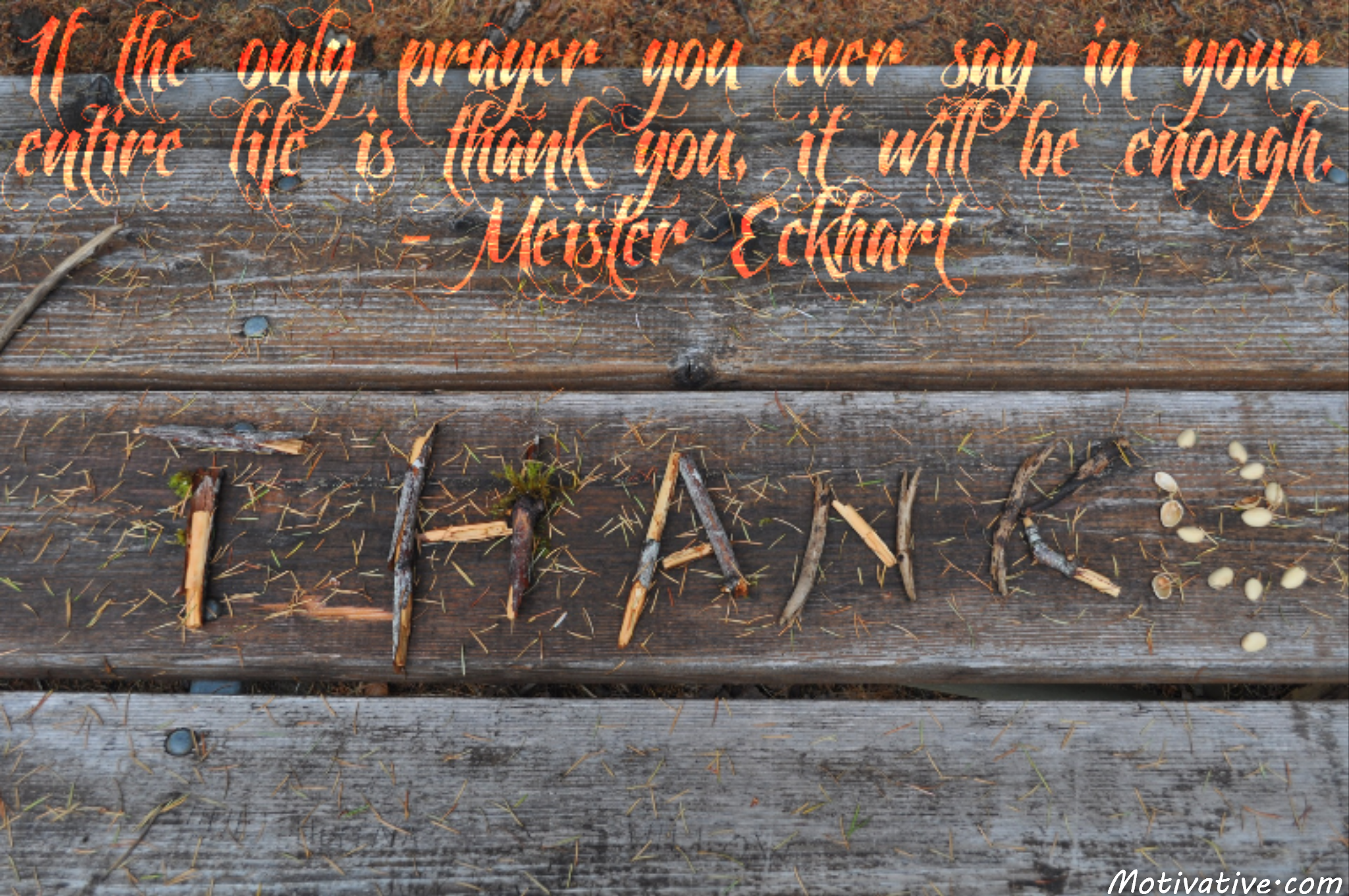 If the only prayer you ever say in your entire life is thank you, it will be enough. – Meister Eckhart