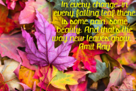 In every change, in every falling leaf there is some pain, some beauty. And that’s the way new leaves grow. – Amit Ray